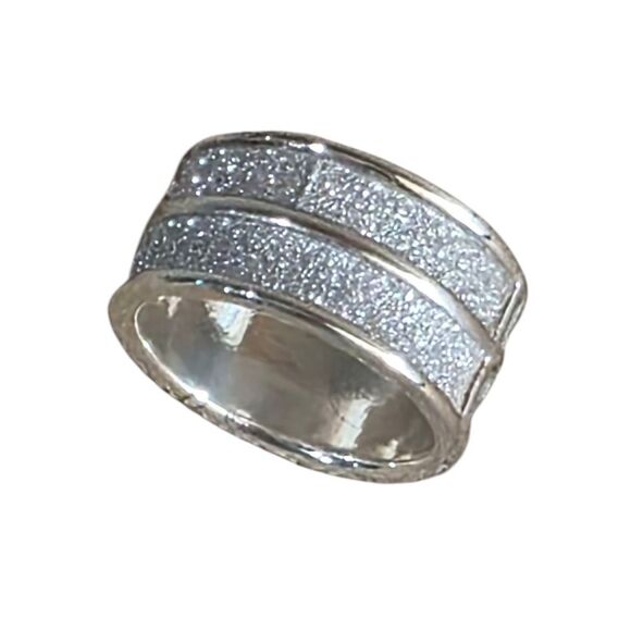 Silver Contemporary Wide Band Ring - Picture 1 of 2